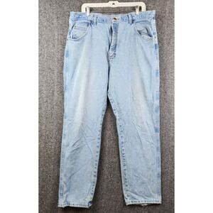 Wrangler Rugged Wear Jeans Mens 40x32 Light Blue Good Relaxed Fit Workwear Denim